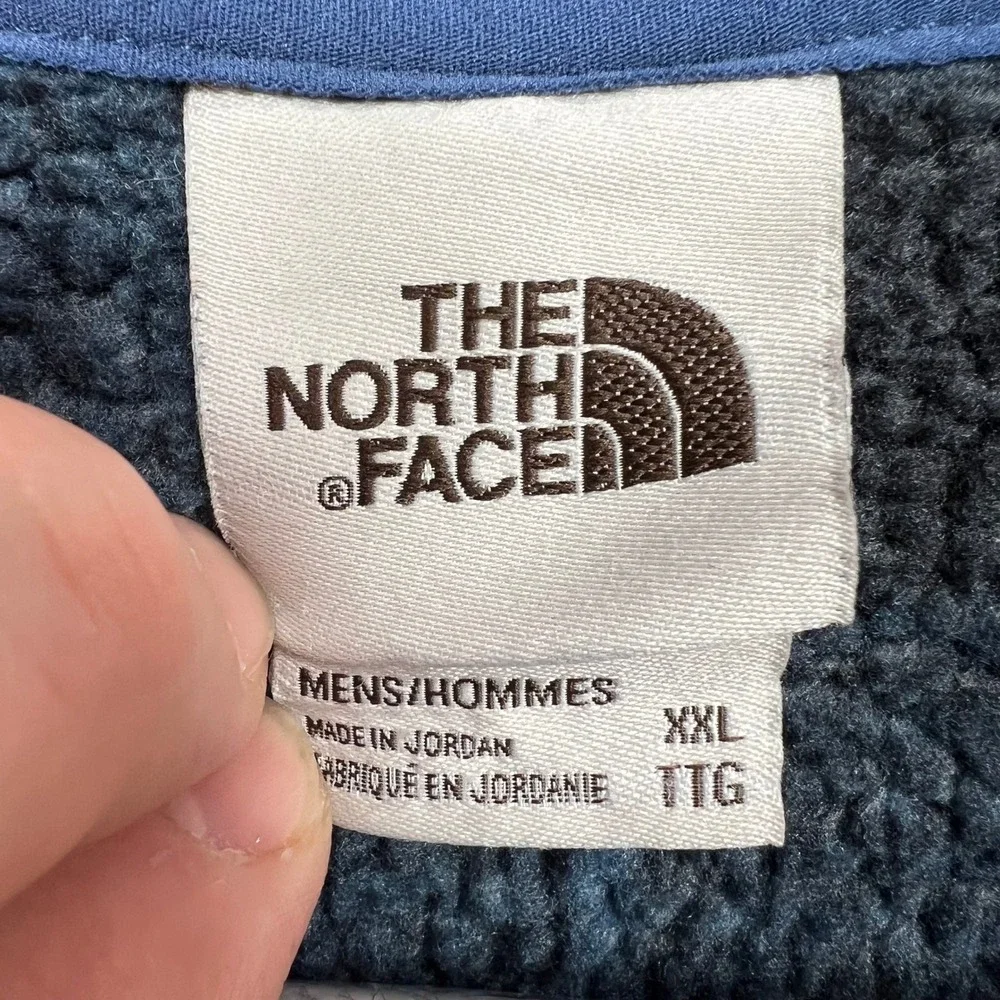 The North Face Fleece Pullover Mens XXL Blue Plaid Quarter Zip Sweater Jacket